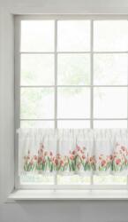 Eurofirany Stella csipke vitrázs függöny tulipán mintával Fehér/piros 30x150 cm