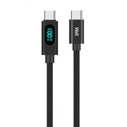  Cablu USB type C la USB type C 20V/5A/100W cu afisaj 1m Negru, CABLE-USBC/USBC-1BK10001-WL (CABLE-USBC/USBC-1BK10001-WL)