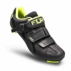 FLR F-15 III országúti kerékpáros cipő, SPD-SL, fekete-neon sárga, 43-as
