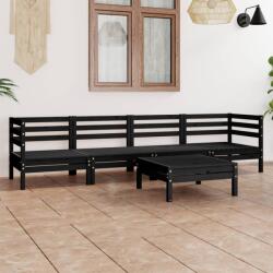 vidaXL Set mobilier de grădină, 5 piese, negru, lemn masiv de pin (3082511)