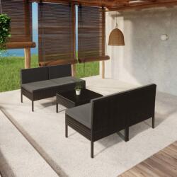 vidaXL Set mobilier de grădină cu perne, 5 piese, negru, poliratan (3094309) - vidaxl