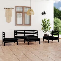 vidaXL Set mobilier de grădină, 5 piese, negru, lemn masiv de pin (3082531)