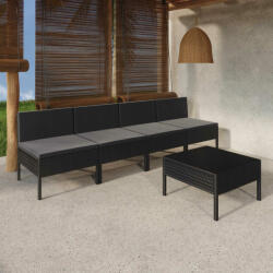 vidaXL Set mobilier de grădină cu perne, 5 piese, negru, poliratan (3094325) - vidaxl