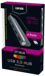 GRIXX OPTIMUM USB 3.0 HUB - USB 3.0-ás elosztó (GROUSBU3HUBM01)