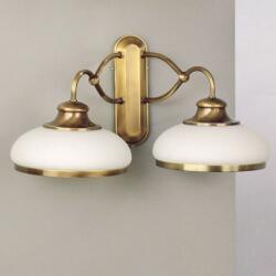 Orion Aplica de perete clasica cu 2 brate Landhaus alama satinata/ sticla opal mat (WA 2-835/2 Patina/412 opal/Patina OR)