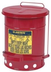 Justrite Cos de gunoi metalic pentru substante inflamabile si periculoase, volum 34 l, rosu M015032