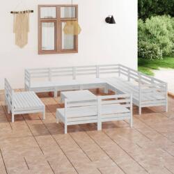 vidaXL Set mobilier de grădină, 12 piese, alb, lemn masiv de pin (3083160) - vidaxl