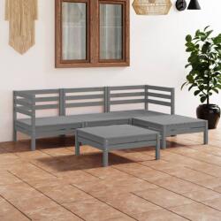 vidaXL Set mobilier de grădină, 5 piese, gri, lemn masiv de pin (3082674)