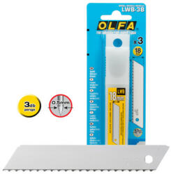 OLFA LWB-3B nem tördelhető penge, ezüst színű, 18 mm, 3 db/csomag (LWB-3B)