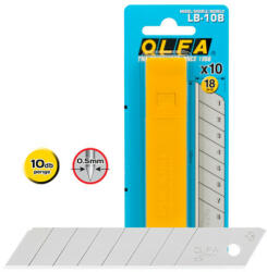 OLFA LB-10B tördelhető penge, ezüst színű, 18 mm, 10 db/csomag (LB-10B)