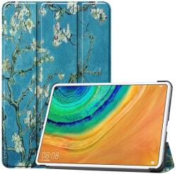 Gigapack Tok álló, bőr hatású (aktív FLIP, oldalra nyíló, TRIFOLD asztali tartó funkció, virág minta) KÉK Huawei MatePad Pro WIFI (MRX-W19), Huawei MatePad Pro LTE (MRX-AL19) (GP-96832)
