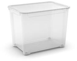 Cutie de depozitare de plastic cu capac, transparent, 70 l M122022