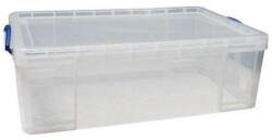 Cutie de depozitare din plastic cu capac cu cleme, transparent, 50 l M932304