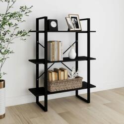 vidaXL Bibliotecă cu 3 rafturi, negru, 80x30x105 cm, lemn masiv de pin (806536) Biblioteca