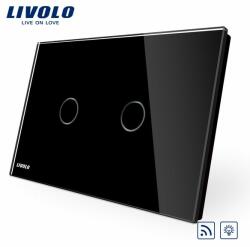 Livolo Intrerupator dublu wireless cu variator cu touch Livolo din sticla - standard italian (Negru) (VL-C902DR-82)
