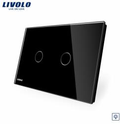 Livolo Intrerupator dublu cu variator cu touch Livolo din sticla - standard italian (Negru) (VL-C902D-82)