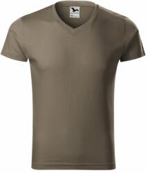 MALFINI Férfi póló Slim Fit V-neck - Army | 3XL (1462918)