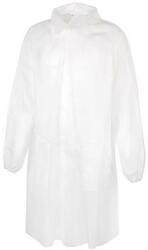  Látogató köpeny, egyszer használatos, polipropilén, tépőzáras, L méret, fehér (ME975) - officesprint