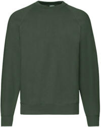Fruit of the Loom Uniszex Pulóver Hosszú ujjú Fruit of the Loom Sweatshirt Raglan - S, Sötétzöld