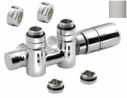 EGYEDI ÁR Sapho Twin Combi csatlakozó készlet termosztátos radiátorszeleppel, 50 mm bekötéssel, jobbos, csiszolt inox CP5510S (CP5510s)