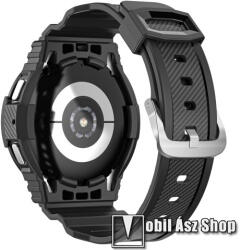 Okosóra szilikon szíj / szilikon tok - FEKETE - 90mm + 90mm hosszú - SAMSUNG Galaxy Watch4 Classic 42mm (SM-R880)