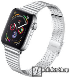  Fém okosóra szíj - EZÜST - rozsdamentes acél, 125mm-től 190mm-ig állítható hosszúság - Apple Watch Series 1/2/3 38mm / 4/5/6/SE 40mm / 7/8/9 41mm / 10 42mm