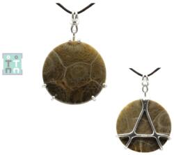  Pandantiv Fosil Coral Natural Disc Argint 925 - 33x24x5 mm - Unicat