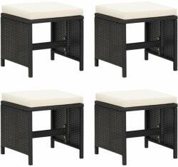 vidaXL Taburete de grădină cu perne, 4 buc. , negru, poliratan (316748)