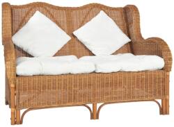 vidaXL Canapea cu 2 locuri, maro deschis, ratan natural și in (325468) Canapea