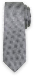 Willsoor Cravată argintie bărbătească îngustă cu model negru 13470