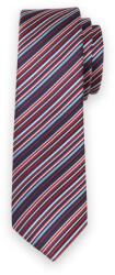 Willsoor Cravată bărbătească îngustă cu dungi roșii, albe și albastre 13502