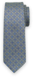 Willsoor Cravată gri bărbătească îngustă cu model geometric albastru 13490