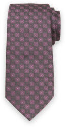 Willsoor Cravată gri bărbătească din mătase cu model roz 13472