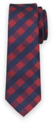 Willsoor Cravată bărbătească îngustă cu model în carouri bleumarin și roșii 13503