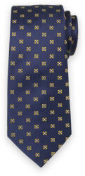 Willsoor Cravată bleumarin bărbătească din mătase cu model galben în carouri 13478