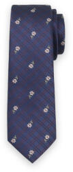 Willsoor Cravată bleumarin bărbătească îngustă cu model alb și vișiniu 13498