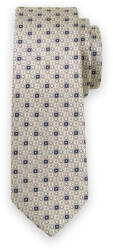 Willsoor Cravată bej bărbătească îngustă cu model geometric negru și albastru 13487
