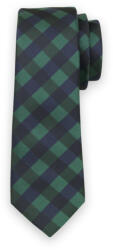 Willsoor Cravată bărbătească îngustă cu model în carouri bleumarin și verzi 13504