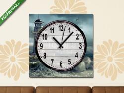  Vászonkép óra, Premium Kollekció: Világítótorony sirályokkal(25x25 cm C01)