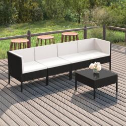 vidaXL Set mobilier de grădină cu perne, 5 piese, negru, poliratan (3094336) - vidaxl