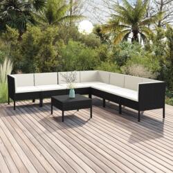 vidaXL Set mobilier de grădină cu perne, 8 piese, negru, poliratan (3094456) - vidaxl