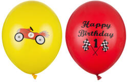 PartyDeco S. r. o Lufi, Happy Birthday, autós , mix, 30 cm, 5 db/cs