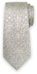 Willsoor Cravată argintie-bej bărbătească din mătase cu model geometric 13476