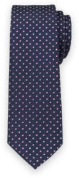 Willsoor Cravată bărbătească îngustă de culoare bleumarin, cu model în carouri roz și albe 13497