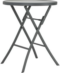 vidaXL Masă de bistro pliantă, gri, 60 x 70 cm, sticlă și oțel (44714)