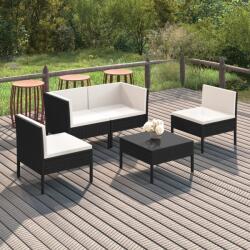 vidaXL Set mobilier de grădină cu perne, 5 piese, negru, poliratan (3094340) - vidaxl