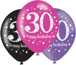 Amscan Baloane din latex cu cifră de aniversare 30 - petrecere roz 6 buc