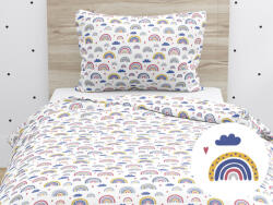 Goldea lenjerie de pat pentru copii din 100% bumbac - curcubee colorate pe alb 140 x 200 și 70 x 90 cm