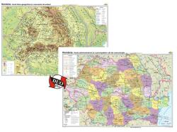  România. Harta fizico-geografică şi a resurselor naturale de subsol şi România. Harta administrativă şi a principalelor căi de comunicaţie - Duo Plus