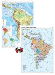 America de Sud. Harta fizico-geografică și a principalelor resurse naturale de subsol și America de Sud. Harta politică - Duo Plus